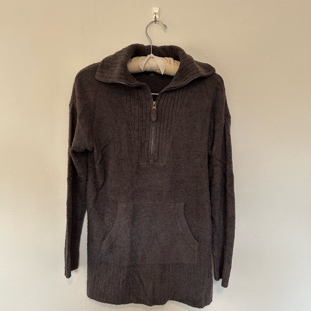 BAREFOOT DREAMS Cozychic Lite Tan  Halfzip Pullover Sweater XS